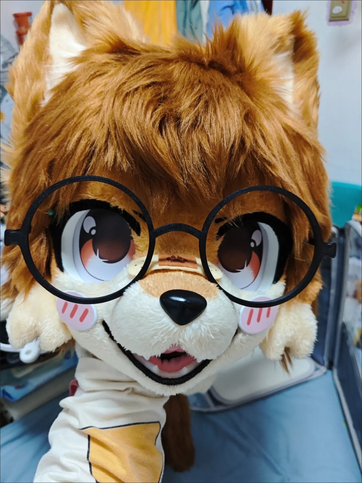 Animal head half-frame glasses